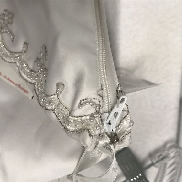 Davids Bridal White Strapless Beaded Wedding Dress W/ Train Size 10  $499 - Picture 9 of 13